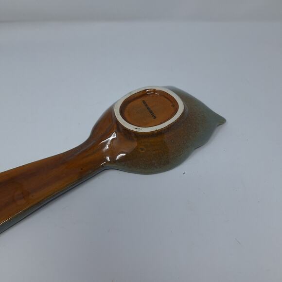 Retro Owl Spoon Rest Ceramic Light Blue/Brown Dishwasher Safe 10" - Picture 11 of 14
